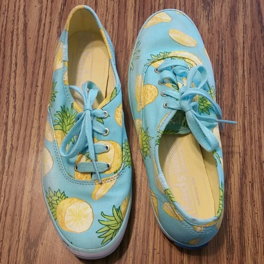 Keds Blue Pineapple Print Shoes sz 6.5 EUC - Picture 5 of 8